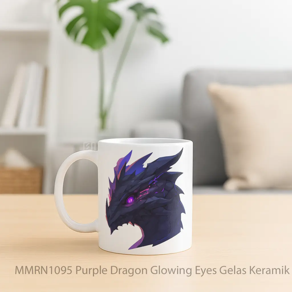 Purple Dragon Glowing Eyes Gelas Keramik Mug - Sudut 2