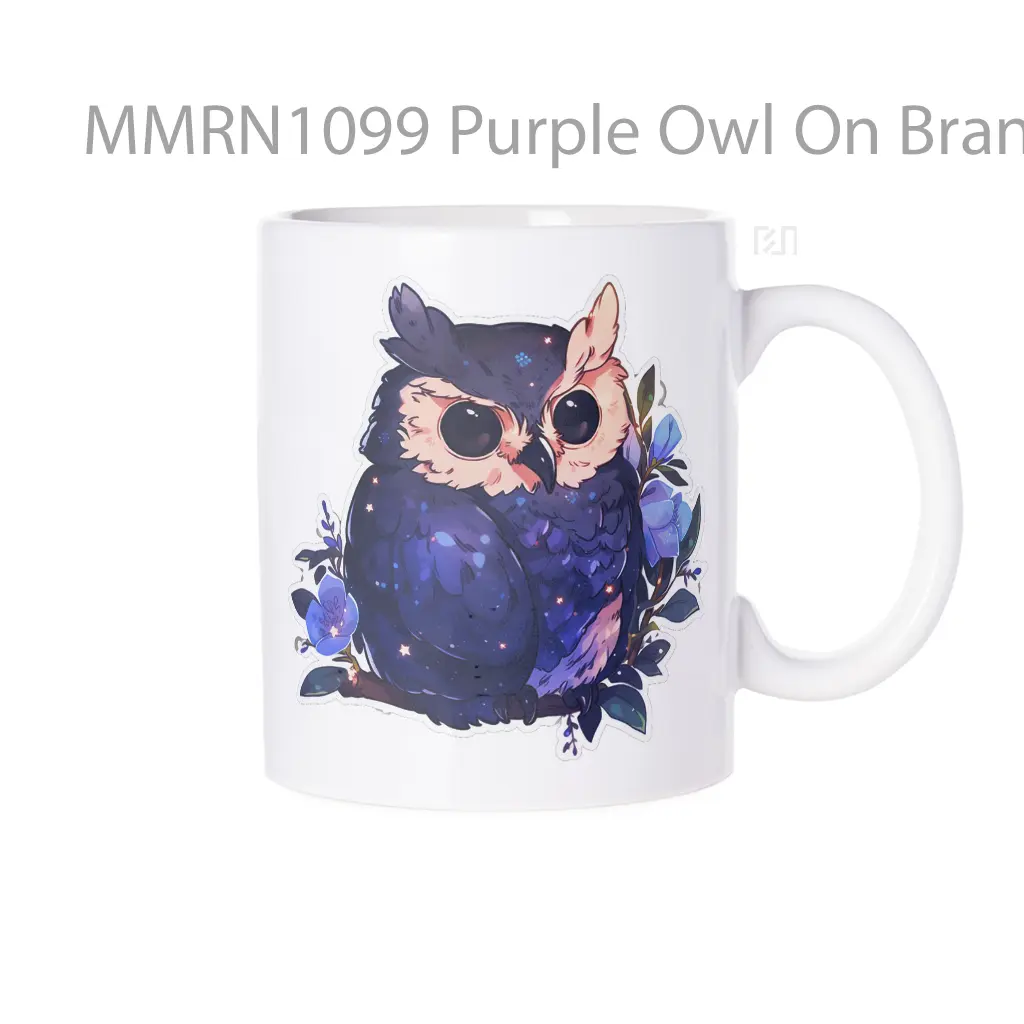 Purple Owl On Branch Art Gelas Keramik Mug