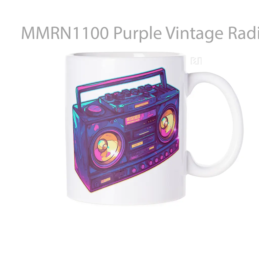 Purple Vintage Radio Gelas Keramik Mug