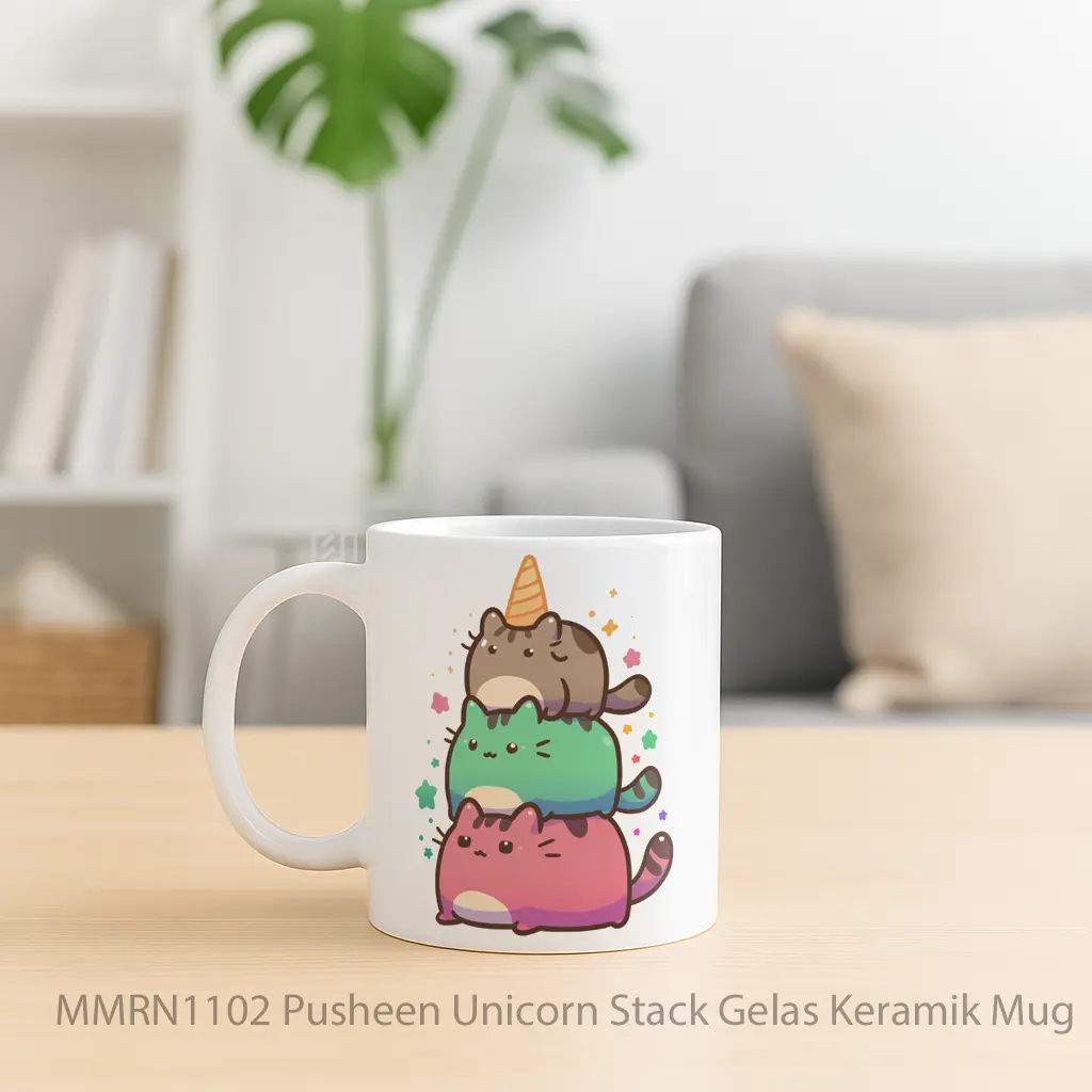 Pusheen Unicorn Stack Gelas Keramik Mug - Sudut 2