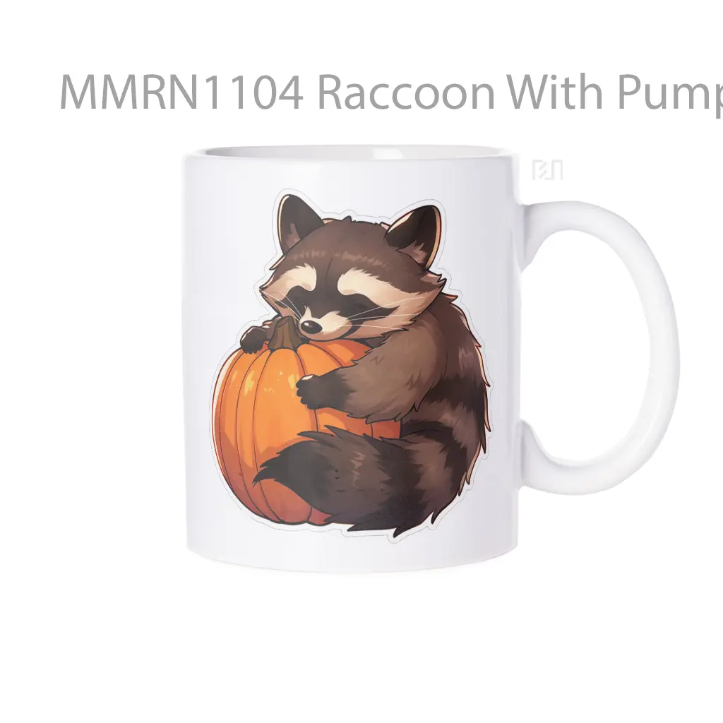 Raccoon With Pumpkin Gelas Keramik Mug