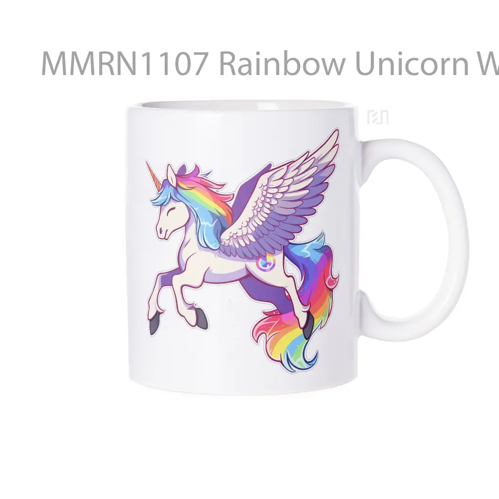 Rainbow Unicorn With Wings Gelas Keramik Mug