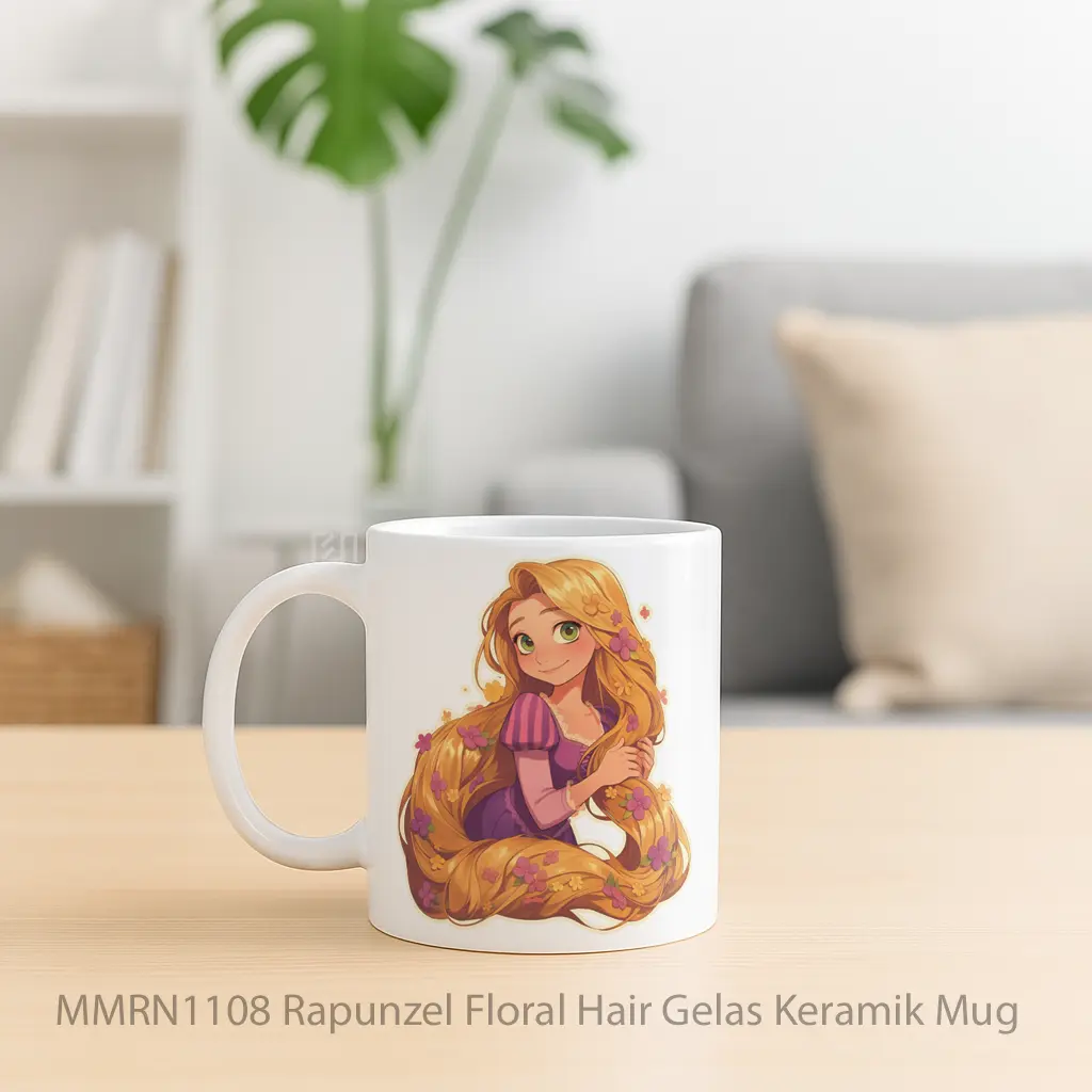 Rapunzel Floral Hair Gelas Keramik Mug - Sudut 2