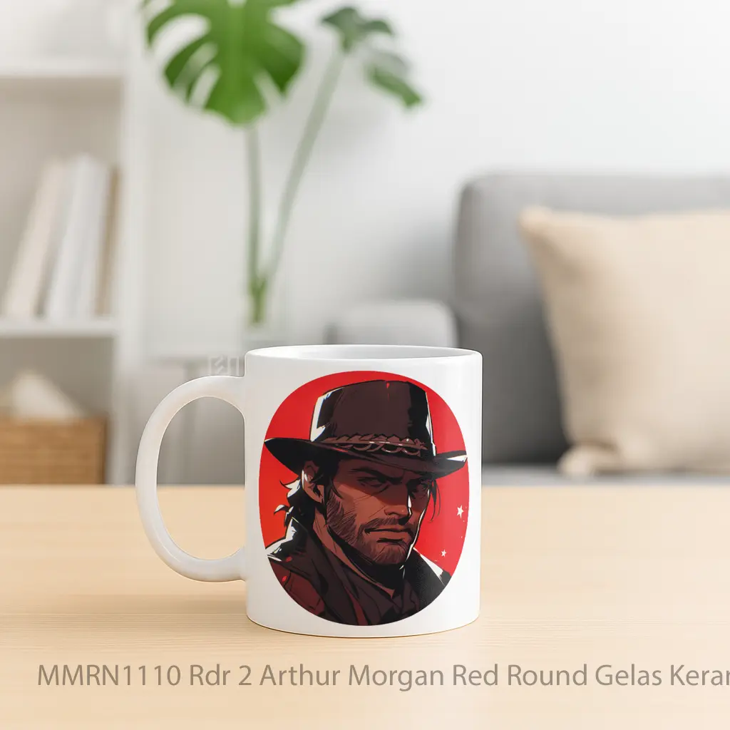 Rdr 2 Arthur Morgan Red Round Gelas Keramik Mug - Sudut 2