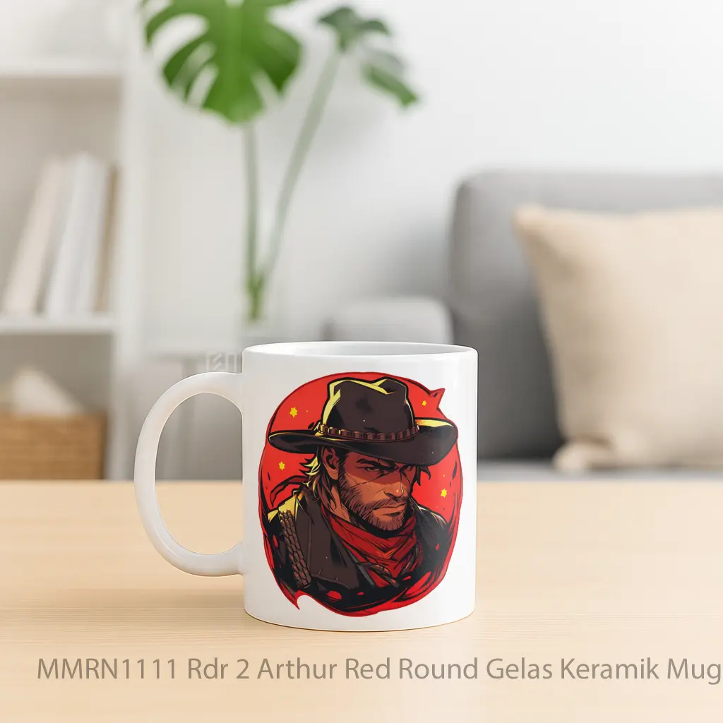 Rdr 2 Arthur Red Round Gelas Keramik Mug - Sudut 2