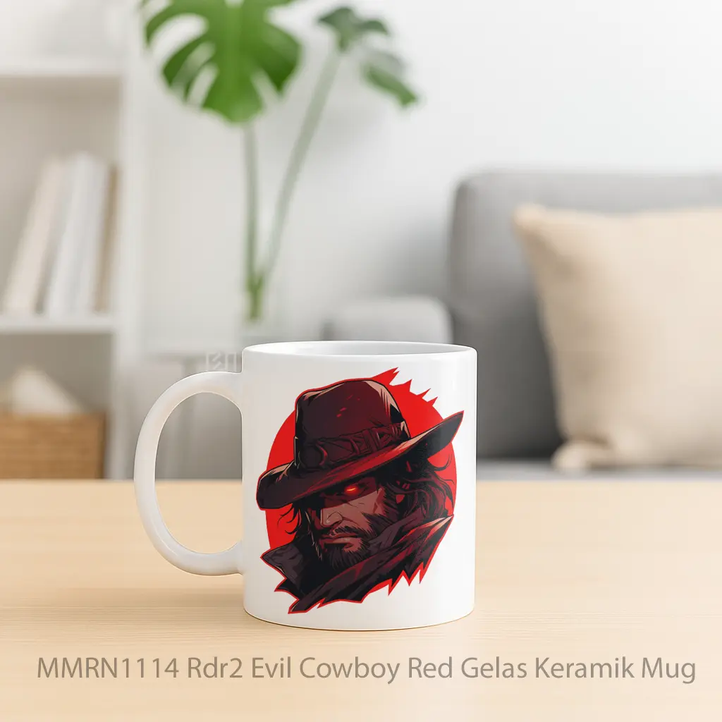 Rdr2 Evil Cowboy Red Gelas Keramik Mug - Sudut 2