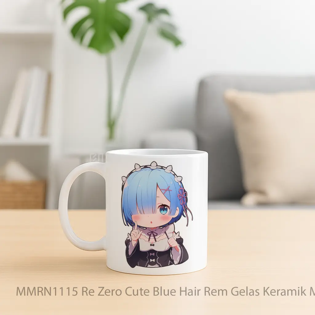 Re Zero Cute Blue Hair Rem Gelas Keramik Mug - Sudut 2