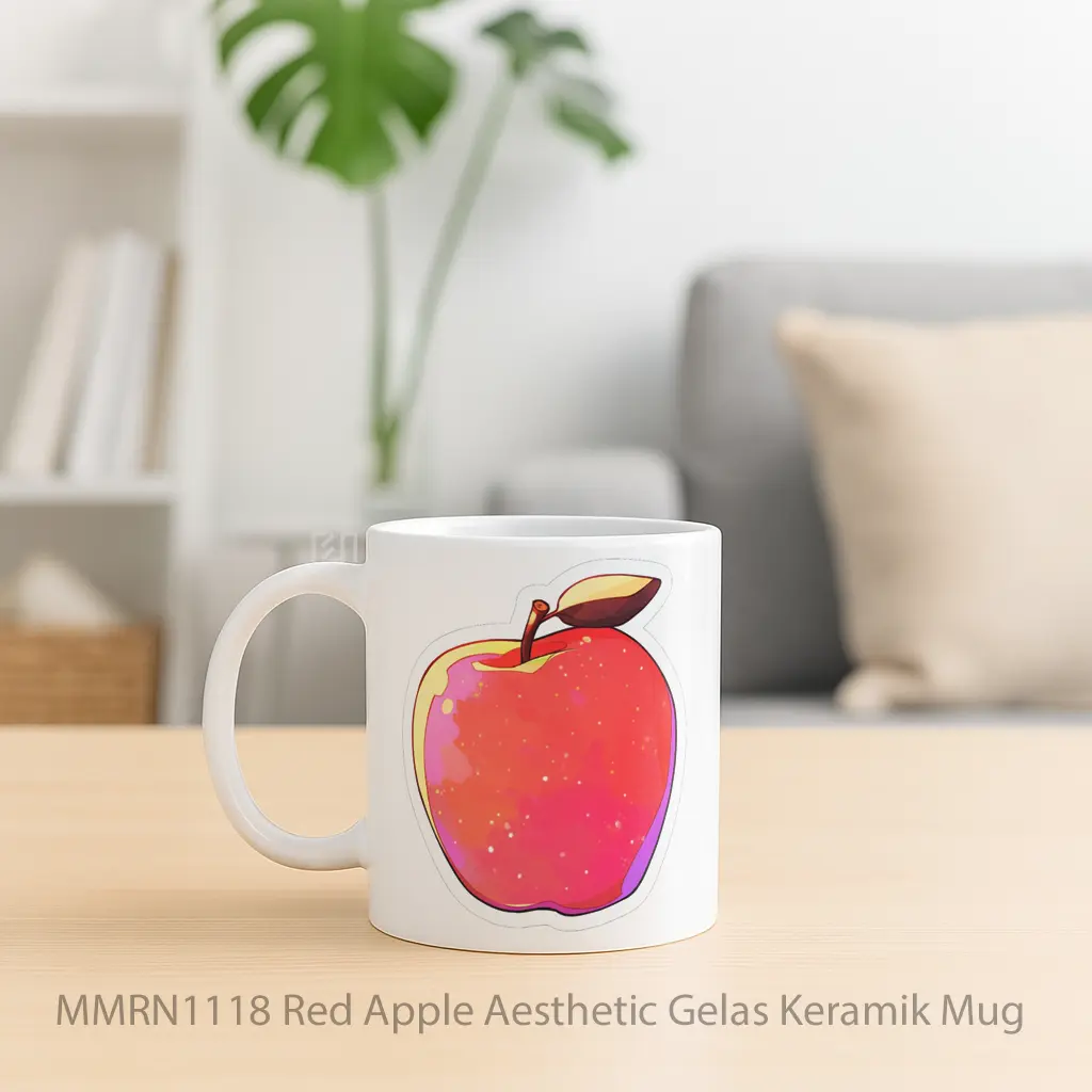 Red Apple Aesthetic Gelas Keramik Mug - Sudut 2