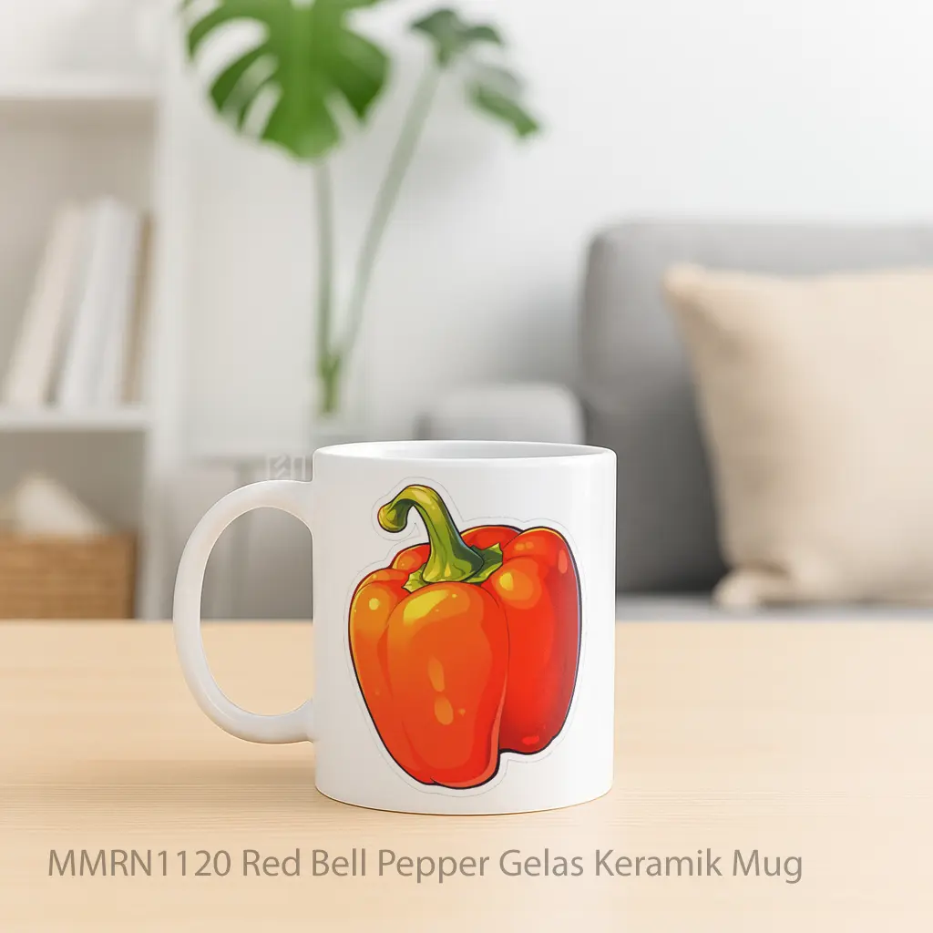 Red Bell Pepper Gelas Keramik Mug - Sudut 2