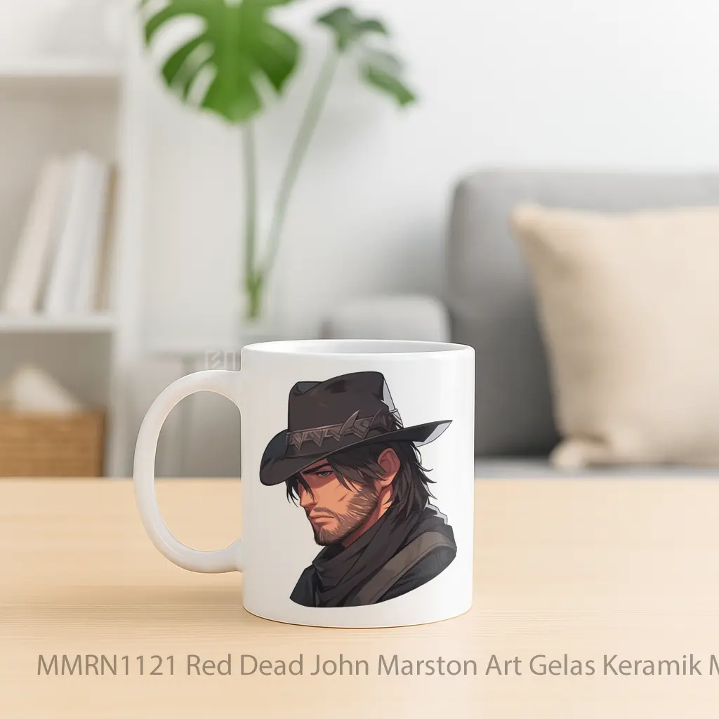 Red Dead John Marston Art Gelas Keramik Mug - Sudut 2