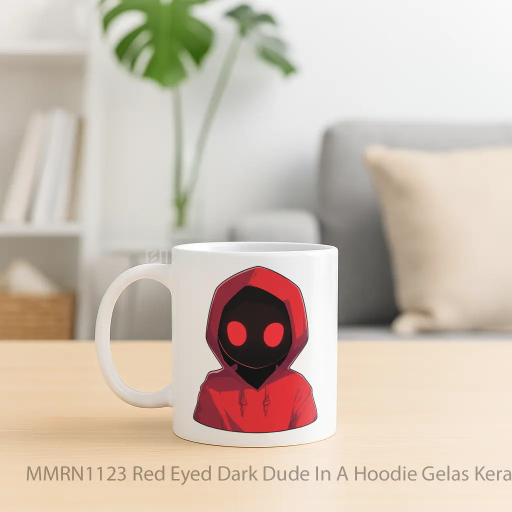 Red Eyed Dark Dude In A Hoodie Gelas Keramik Mug - Sudut 2