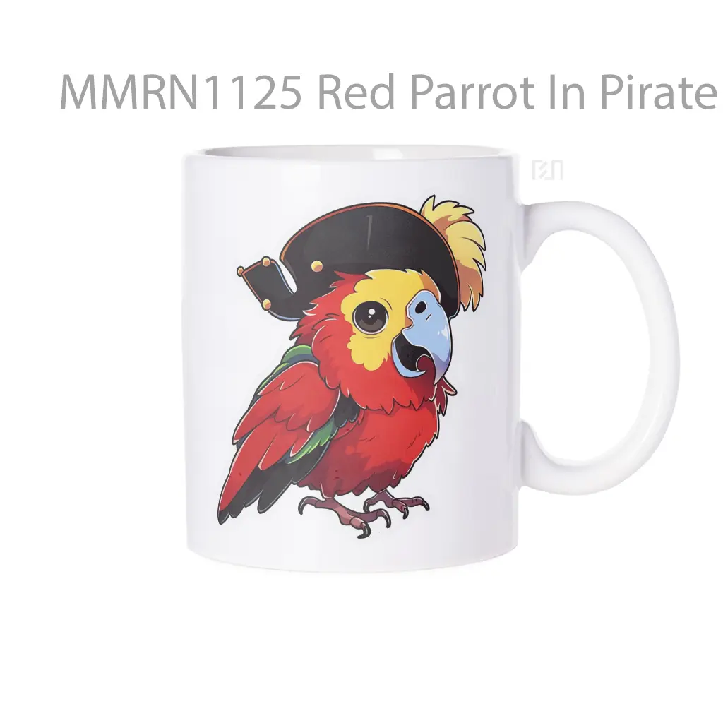 Red Parrot In Pirate Hat Gelas Keramik Mug
