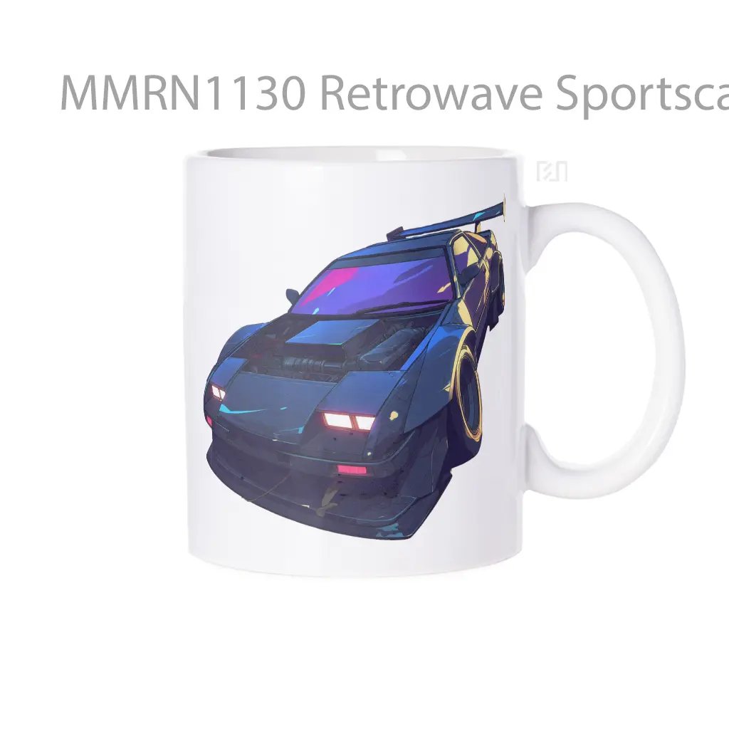 Retrowave Sportscar Stylized Art Gelas Keramik Mug