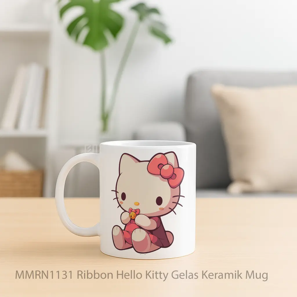 Ribbon Hello Kitty Gelas Keramik Mug - Sudut 2