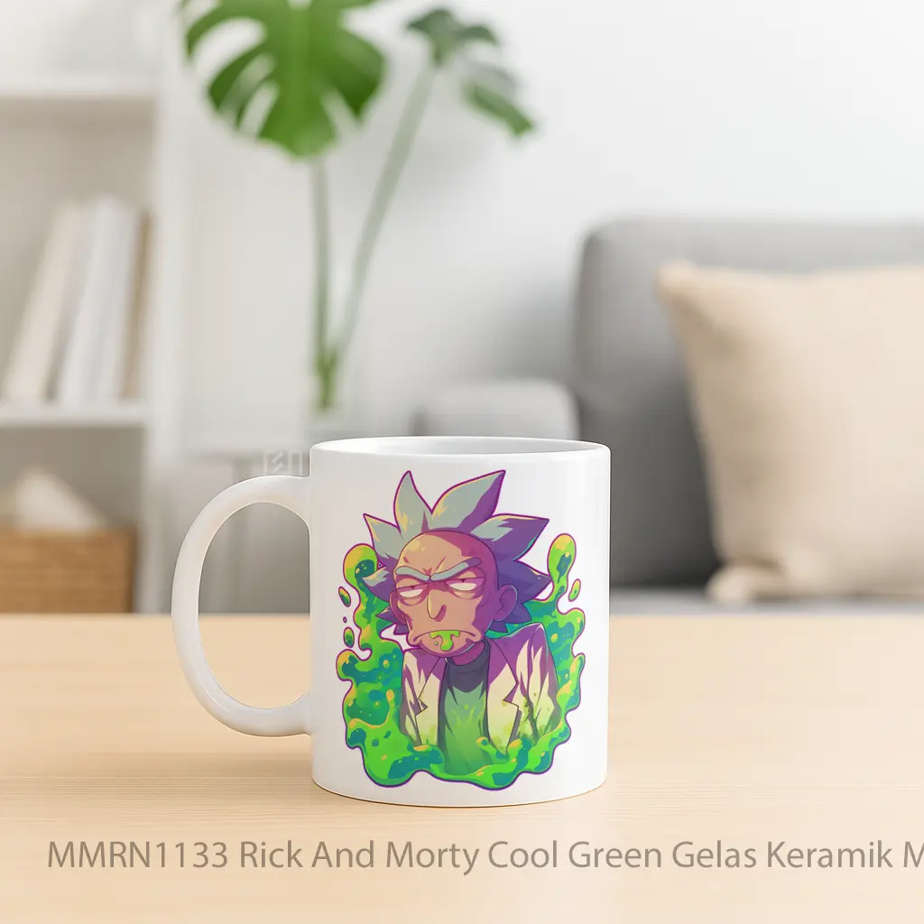 Rick And Morty Cool Green Gelas Keramik Mug - Sudut 2