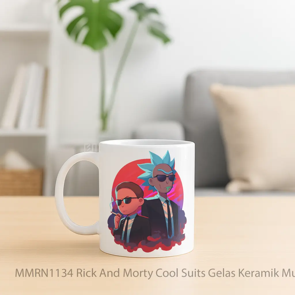 Rick And Morty Cool Suits Gelas Keramik Mug - Sudut 2