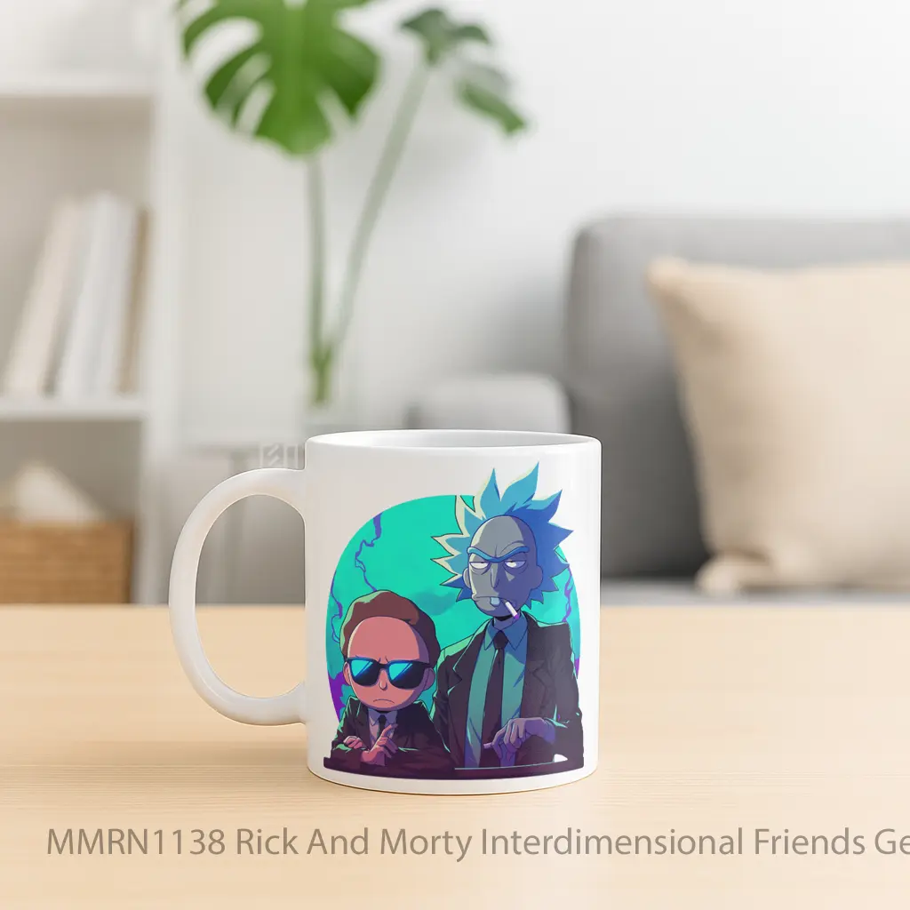 Rick And Morty Interdimensional Friends Gelas Keramik Mug - Sudut 2