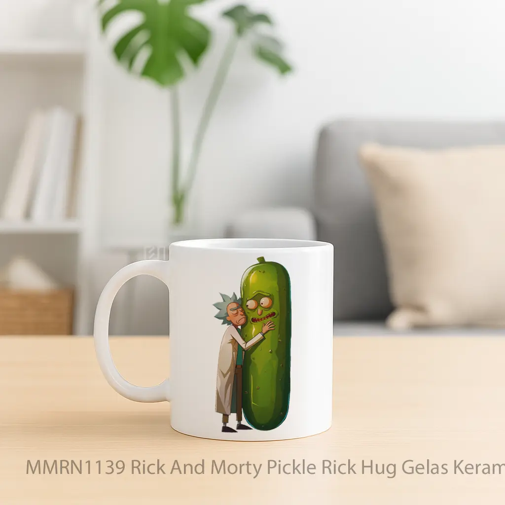 Rick And Morty Pickle Rick Hug Gelas Keramik Mug - Sudut 2