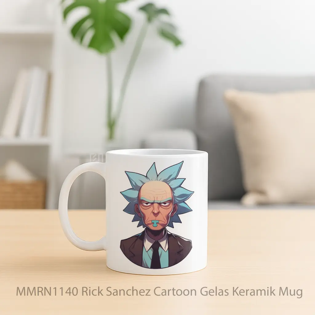 Rick Sanchez Cartoon Gelas Keramik Mug - Sudut 2