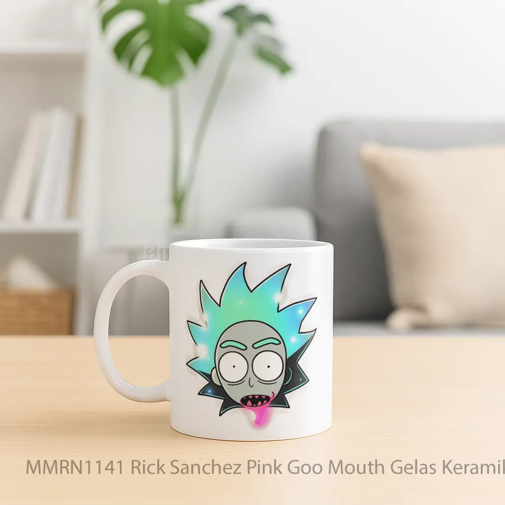 Rick Sanchez Pink Goo Mouth Gelas Keramik Mug - Sudut 2