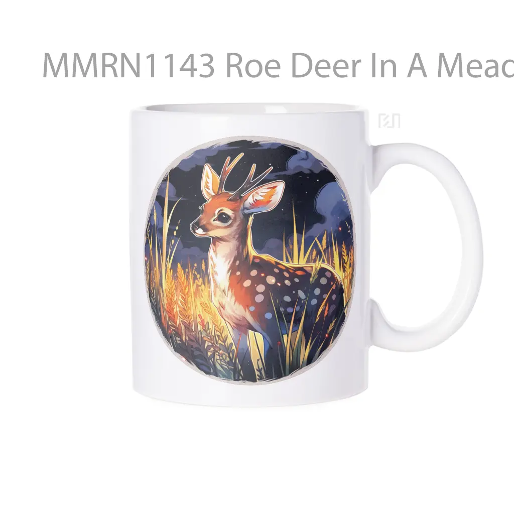 Roe Deer In A Meadow Round Gelas Keramik Mug