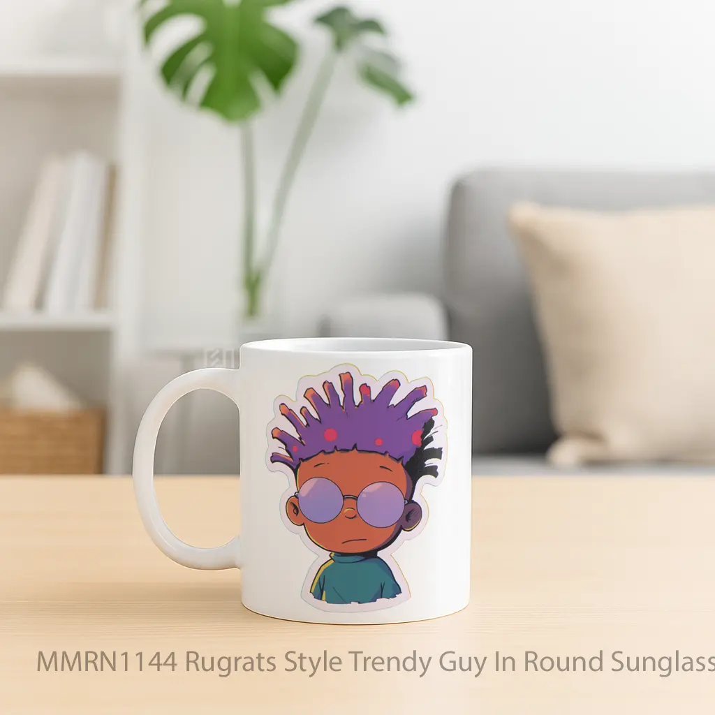 Rugrats Style Trendy Guy In Round Sunglasses Gelas Keramik Mug - Sudut 2