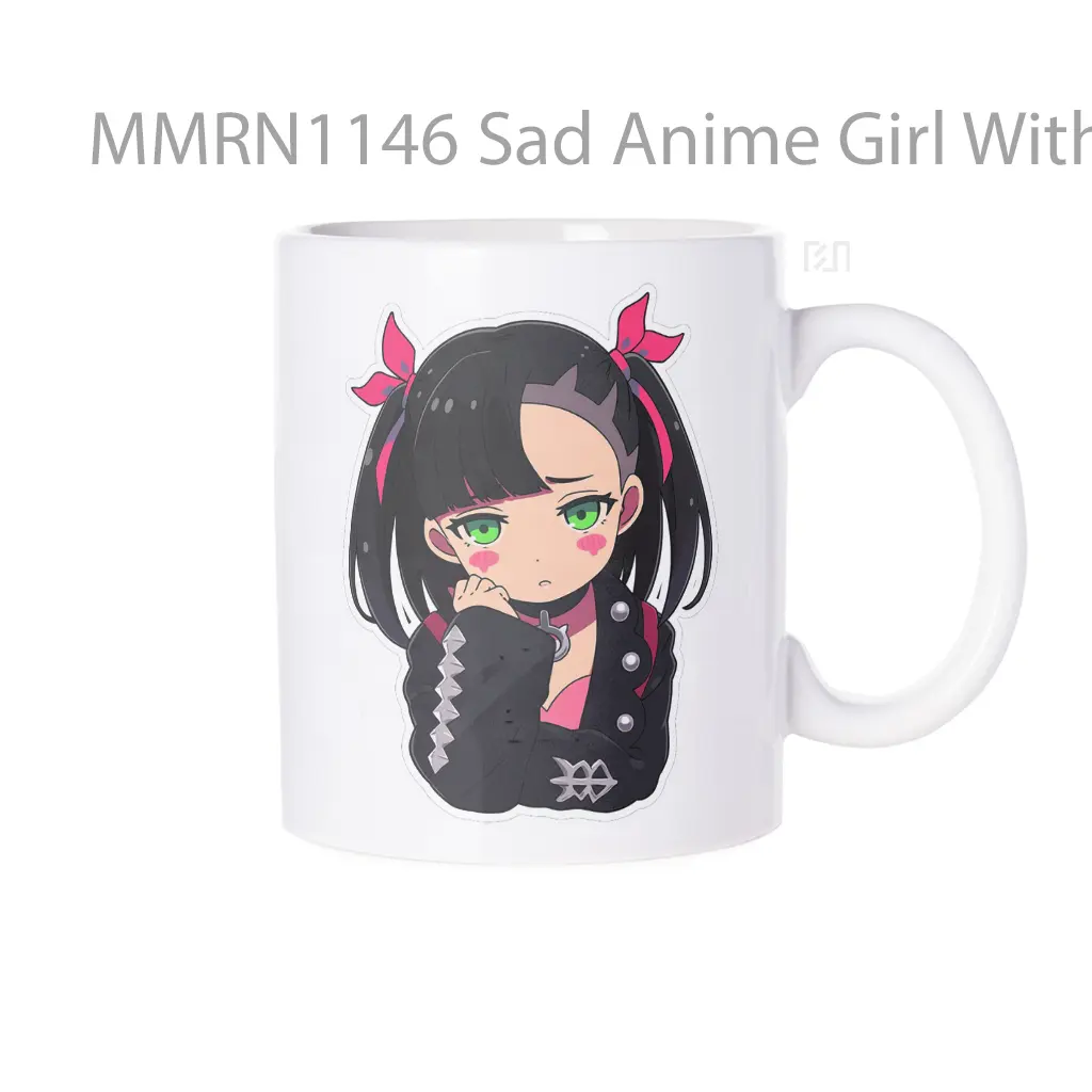 Sad Anime Girl With Green Eyes Gelas Keramik Mug