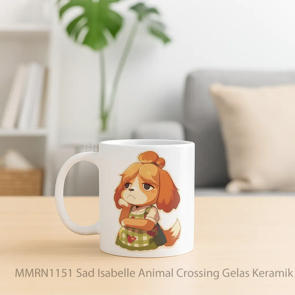 Sad Isabelle Animal Crossing Gelas Keramik Mug - Sudut 2