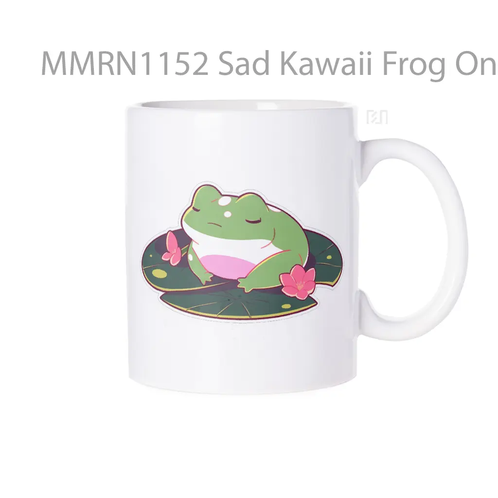 Sad Kawaii Frog On Leaf Gelas Keramik Mug