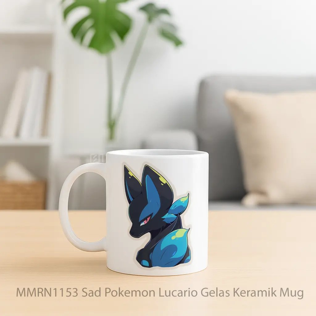 Sad Pokemon Lucario Gelas Keramik Mug - Sudut 2