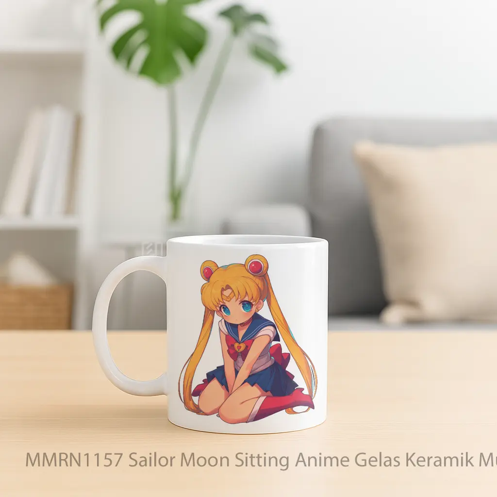 Sailor Moon Sitting Anime Gelas Keramik Mug - Sudut 2