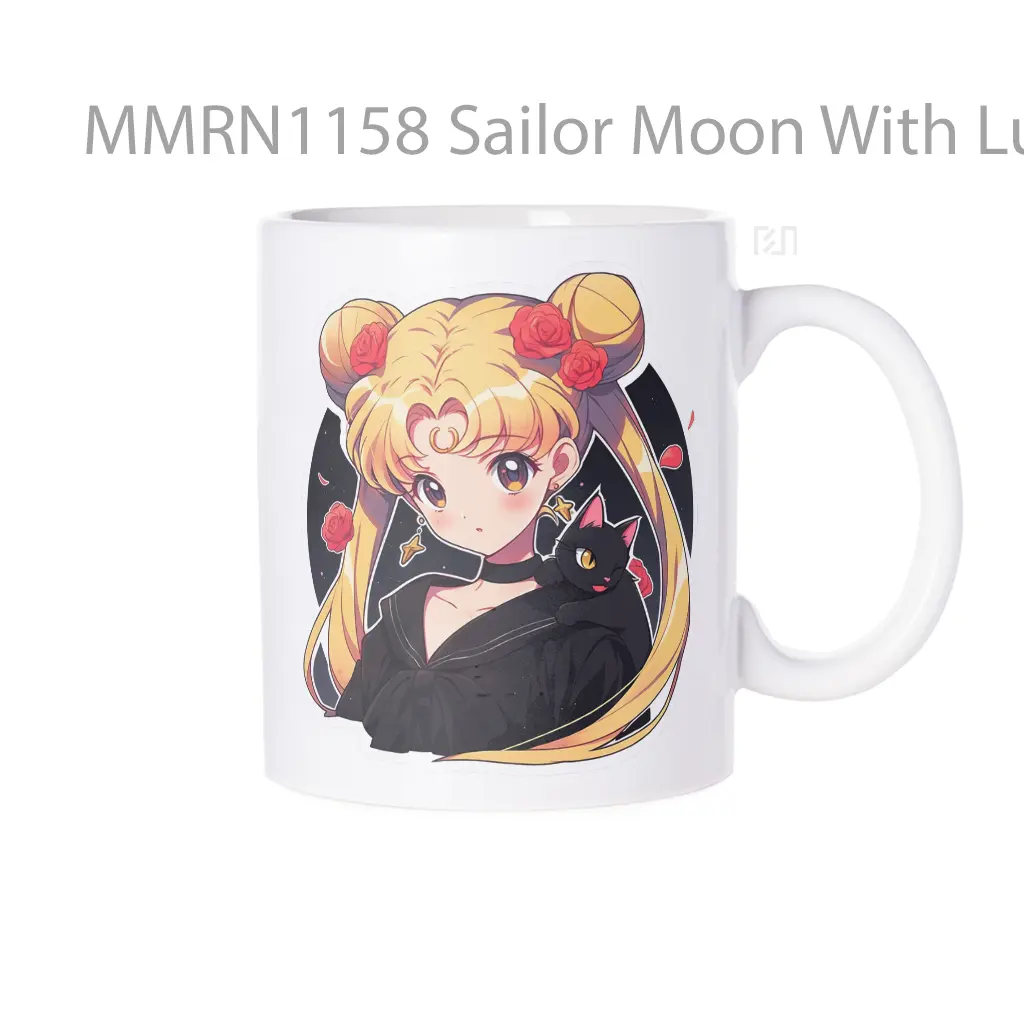 Sailor Moon With Luna Cat On Shoulder Gelas Keramik Mug