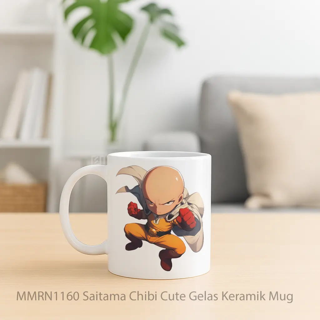 Saitama Chibi Cute Gelas Keramik Mug - Sudut 2