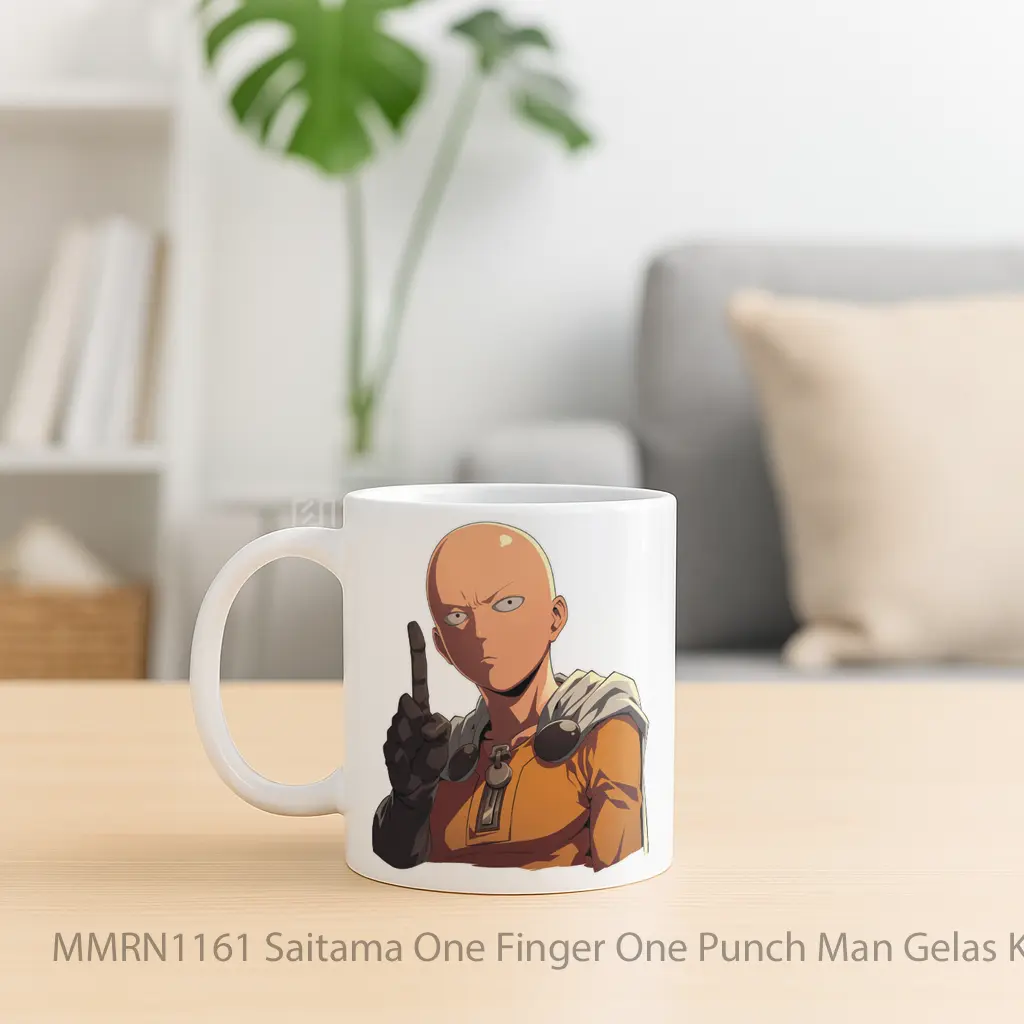 Saitama One Finger One Punch Man Gelas Keramik Mug - Sudut 2