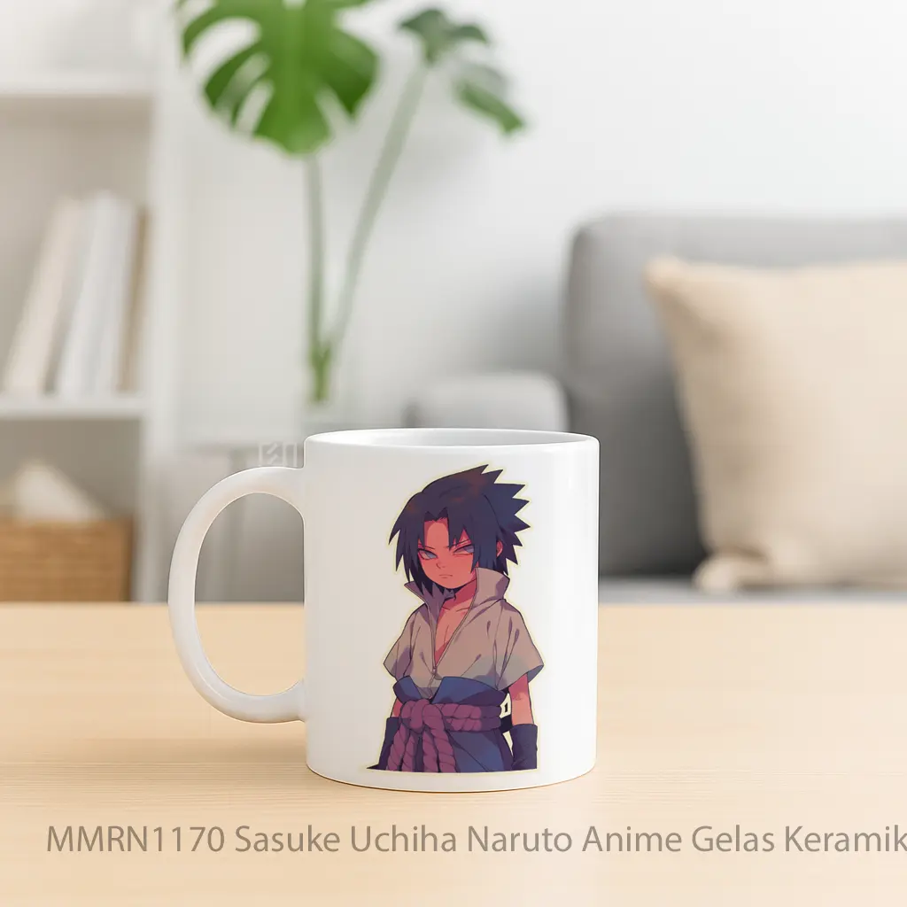 Sasuke Uchiha Naruto Anime Gelas Keramik Mug - Sudut 2