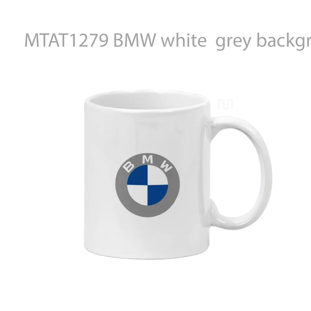 BMW white  grey background circle Logo Otomotif Mug