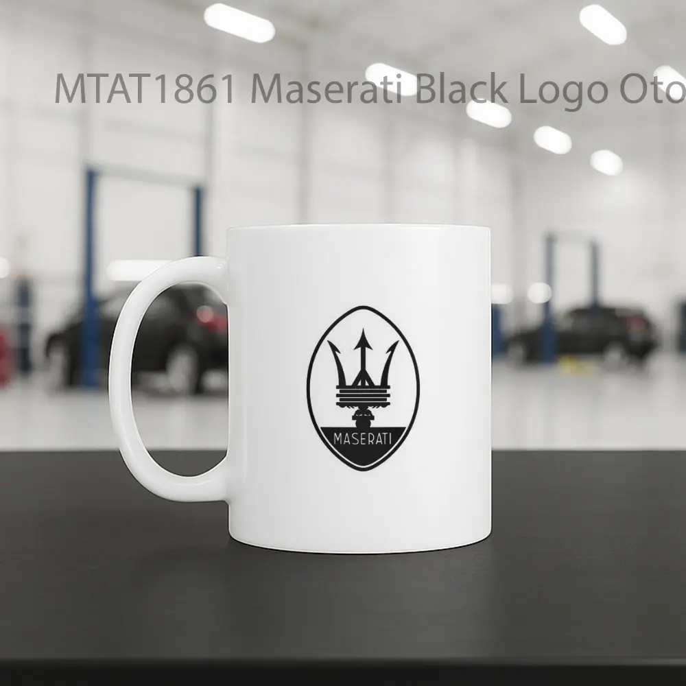 Maserati Black Logo Otomotif Mug - Sudut 2