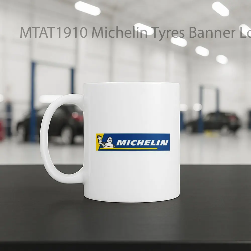 Michelin Tyres Banner Logo Otomotif Mug - Sudut 2