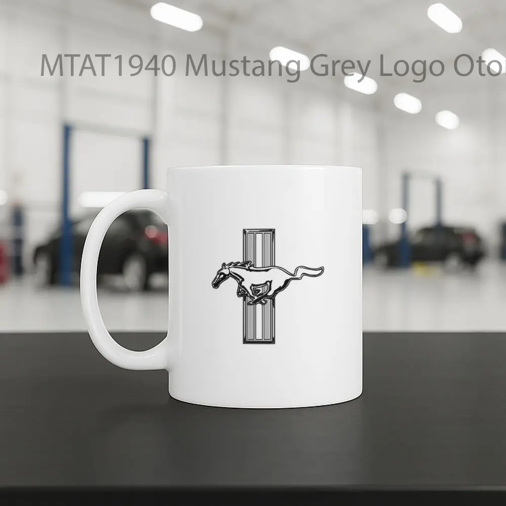 Mustang Grey Logo Otomotif Mug - Sudut 2