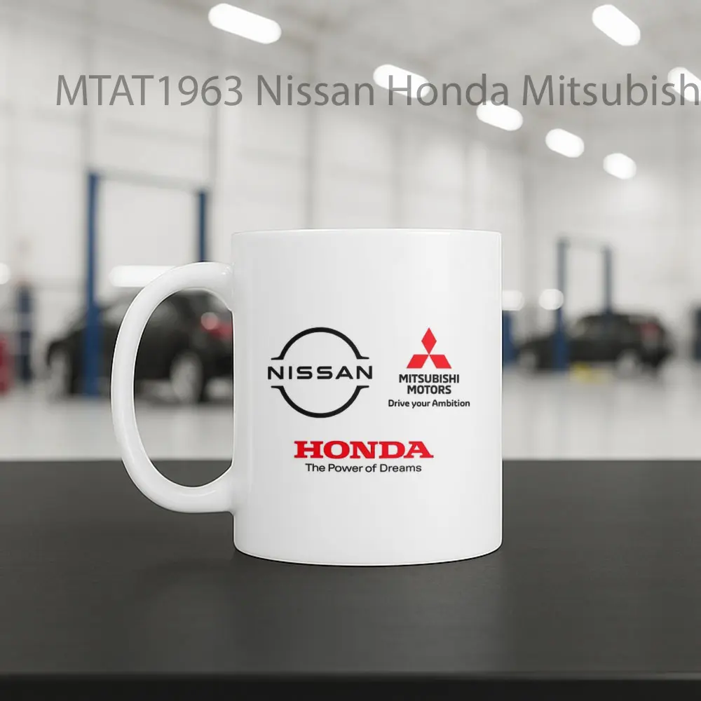 Nissan Honda Mitsubishi Partnership Logo Otomotif Mug - Sudut 2