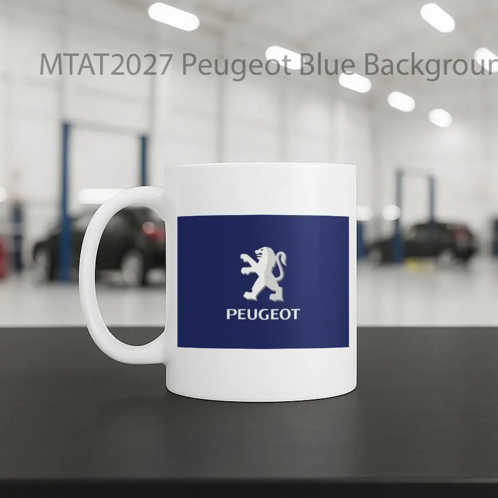 Peugeot Blue Background Logo Otomotif Mug - Sudut 2