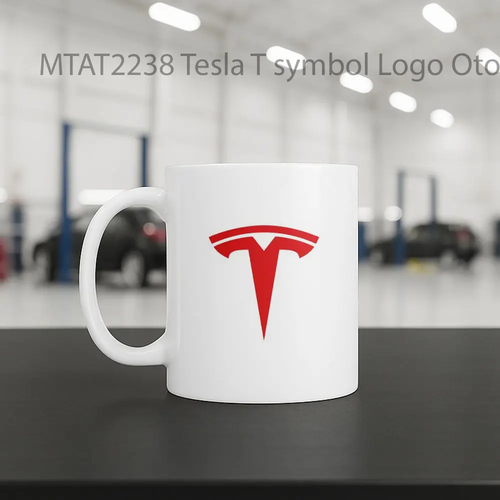 Tesla T symbol Logo Otomotif Mug - Sudut 2