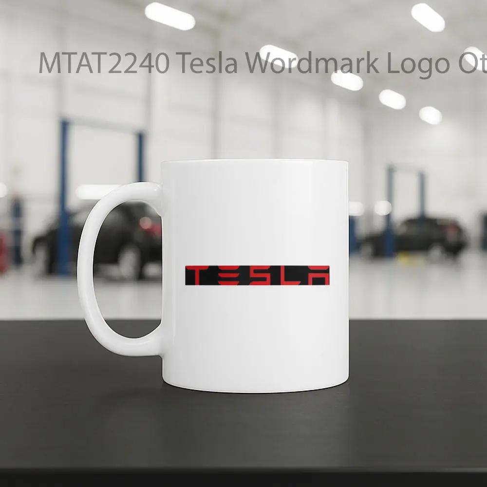 Tesla Wordmark Logo Otomotif Mug - Sudut 2