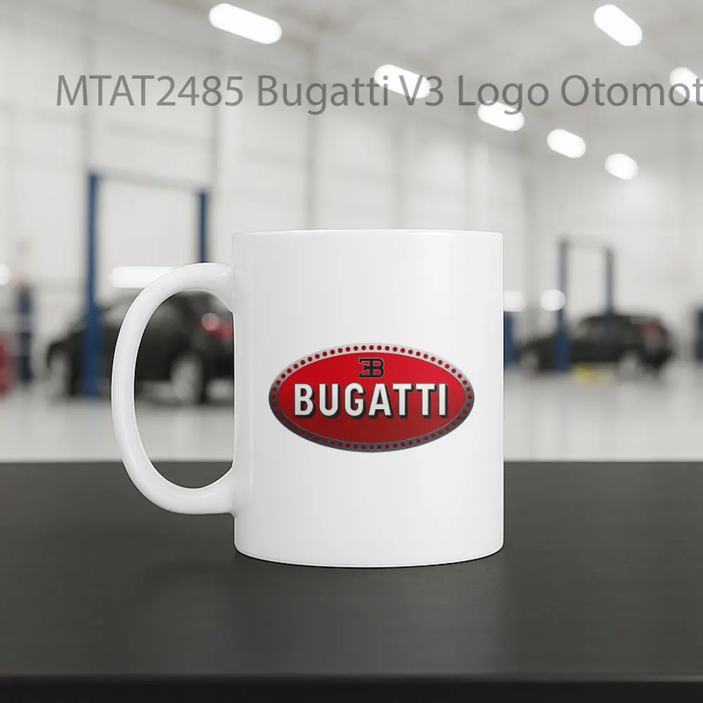 Bugatti V3 Logo Otomotif Mug - Sudut 2