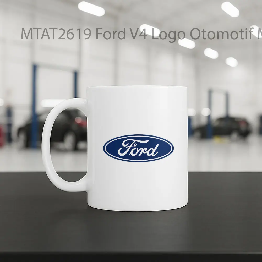 Ford V4 Logo Otomotif Mug - Sudut 2