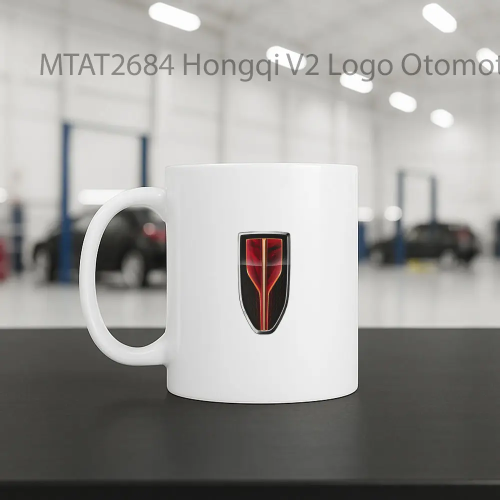 Hongqi V2 Logo Otomotif Mug - Sudut 2