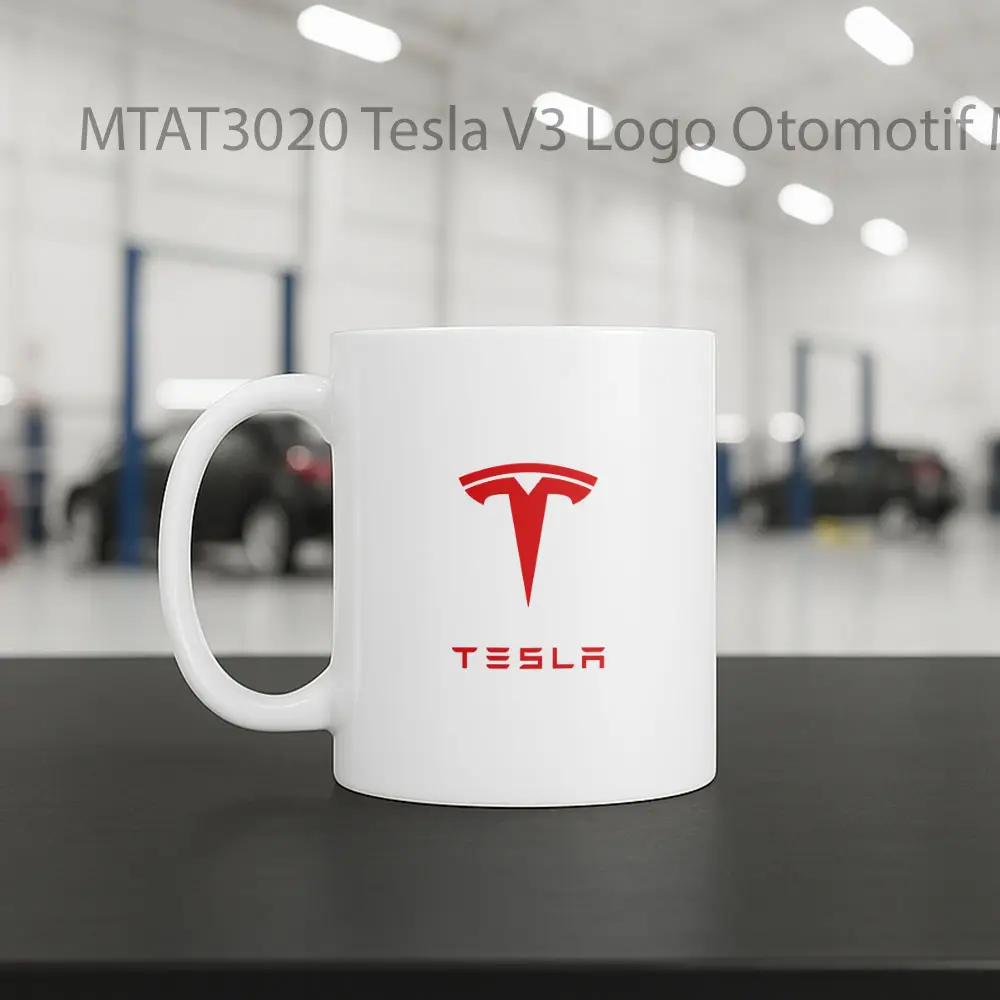 Tesla V3 Logo Otomotif Mug - Sudut 2