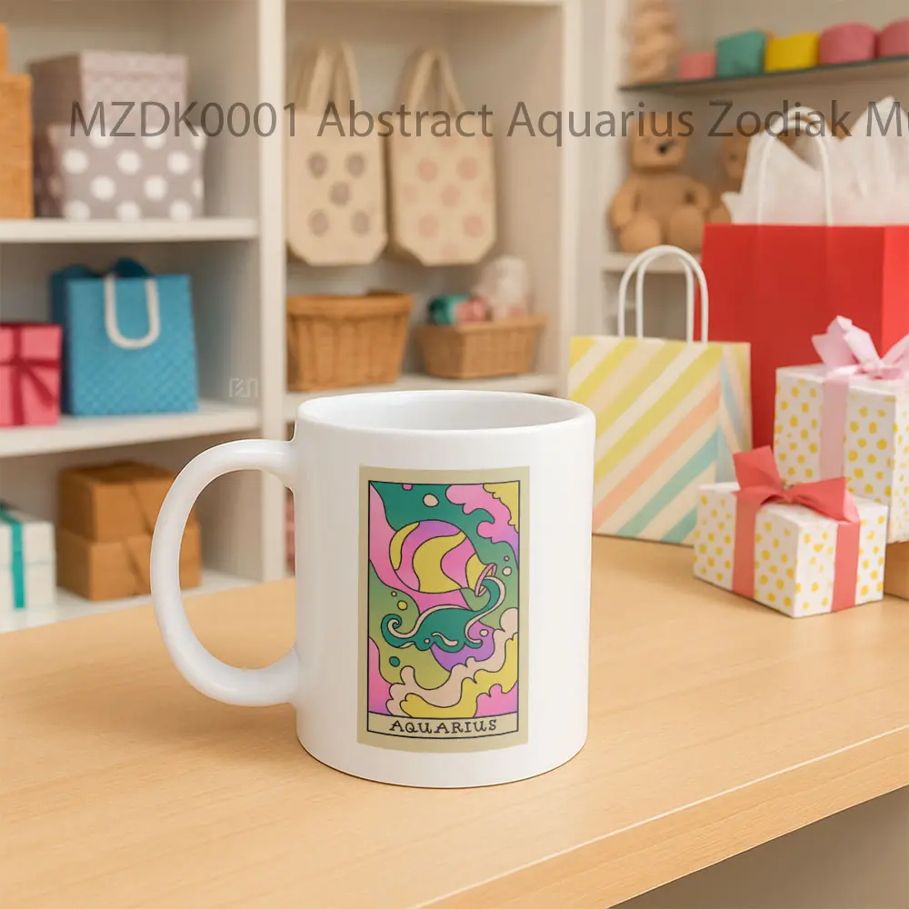 Abstract Aquarius Zodiak Mug - Sudut 2