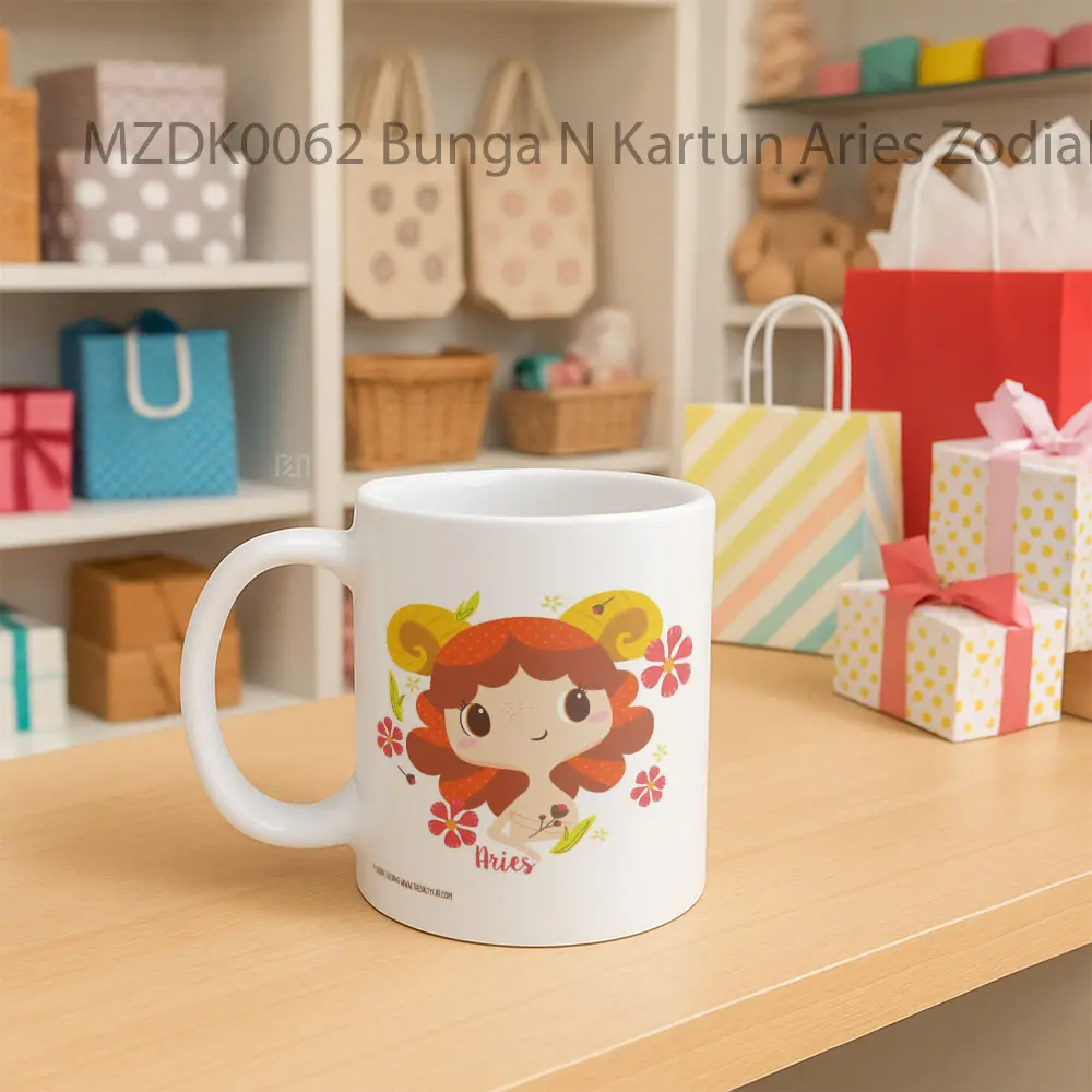 Bunga N Kartun Aries Zodiak Mug - Sudut 2