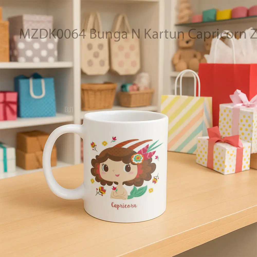 Bunga N Kartun Capricorn Zodiak Mug - Sudut 2
